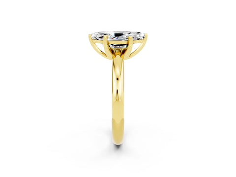 Yellow gold Marquise Cut Moissanite Solitaire Engagement Ring with Round Band and Four-Prong Setting_2