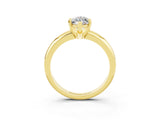 Yellow gold Marquise Cut Moissanite Solitaire Engagement Ring with Round Band and Four-Prong Setting_3
