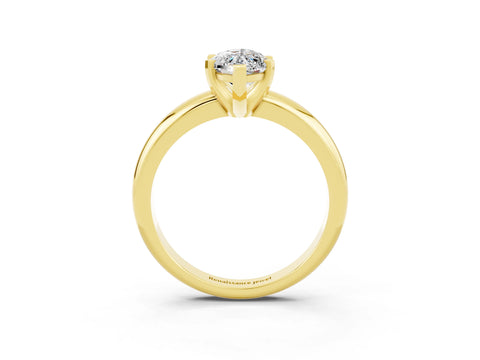 Yellow gold Marquise Cut Moissanite Solitaire Engagement Ring with Round Band and Four-Prong Setting_3
