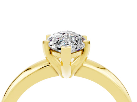 Yellow gold Marquise Cut Moissanite Solitaire Engagement Ring with Round Band and Four-Prong Setting_4