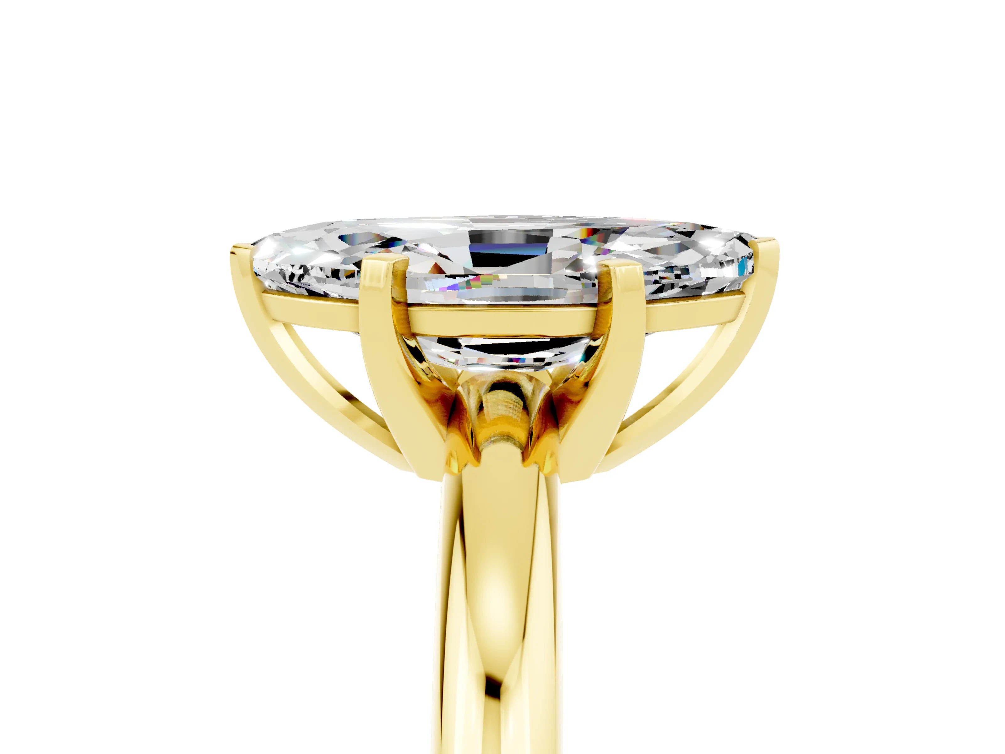 Yellow gold Marquise Cut Moissanite Solitaire Engagement Ring with Round Band and Four-Prong Setting_5