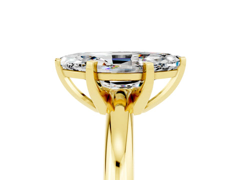 Yellow gold Marquise Cut Moissanite Solitaire Engagement Ring with Round Band and Four-Prong Setting_5
