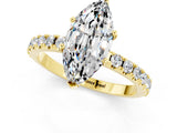 Yellow gold Marquise Cut Moissanite Solitaire Pavé Band with Four-Prong Setting_1