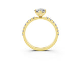 Yellow gold Marquise Cut Moissanite Solitaire Pavé Band with Four-Prong Setting_3