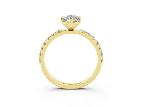 Yellow gold Marquise Cut Moissanite Solitaire Pavé Band with Four-Prong Setting_3