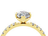 Yellow gold Marquise Cut Moissanite Solitaire Pavé Band with Four-Prong Setting_4