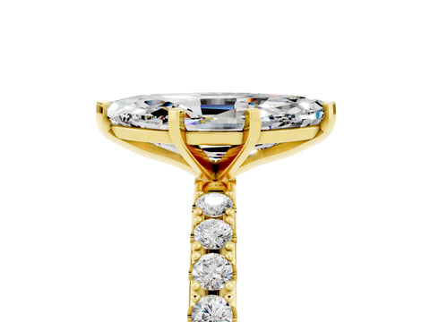 Yellow gold Marquise Cut Moissanite Solitaire Pavé Band with Four-Prong Setting_5