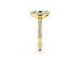 Yellow gold Marquise Cut Moissanite Solitaire Pavé Engagement Ring with Round Band and Prong Setting_14