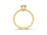 Yellow gold Marquise Cut Moissanite Solitaire Pavé Engagement Ring with Round Band and Prong Setting_15