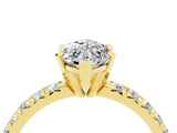 Yellow gold Marquise Cut Moissanite Solitaire Pavé Engagement Ring with Round Band and Prong Setting_16