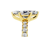 Yellow gold Marquise Cut Moissanite Solitaire Pavé Engagement Ring with Round Band and Prong Setting_17