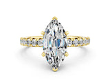 Yellow gold Marquise Cut Moissanite Solitaire Pavé Engagement Ring with Round Band and Prong Setting_72