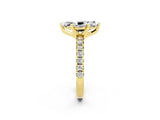 Yellow gold Marquise Cut Moissanite Solitaire Pavé Engagement Ring with Round Band and Prong Setting_74