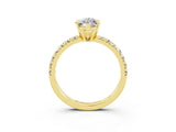 Yellow gold Marquise Cut Moissanite Solitaire Pavé Engagement Ring with Round Band and Prong Setting_75