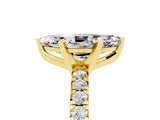 Yellow gold Marquise Cut Moissanite Solitaire Pavé Engagement Ring with Round Band and Prong Setting_77