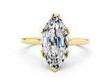 Yellow gold Marquise Cut Moissanite Solitaire Ring with Flower Prong Setting and Classic Band_12