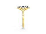 Yellow gold Marquise Cut Moissanite Solitaire Ring with Flower Prong Setting and Classic Band_14