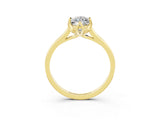 Yellow gold Marquise Cut Moissanite Solitaire Ring with Flower Prong Setting and Classic Band_15