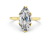 Yellow gold Marquise Cut Moissanite Solitaire Ring with Flower Prong Setting and Classic Band_36
