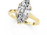 Yellow gold Marquise Cut Moissanite Solitaire Ring with Flower Prong Setting and Classic Band_37