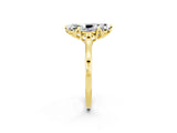 Yellow gold Marquise Cut Moissanite Solitaire Ring with Flower Prong Setting and Classic Band_38