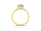 Yellow gold Marquise Cut Moissanite Solitaire Ring with Flower Prong Setting and Classic Band_39