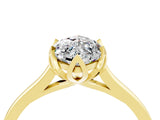Yellow gold Marquise Cut Moissanite Solitaire Ring with Flower Prong Setting and Classic Band_40