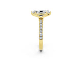 Yellow gold Marquise Cut Moissanite Solitaire Ring with Pavé Accents and Four-Prong Setting_2