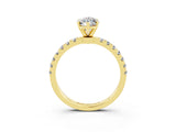 Yellow gold Marquise Cut Moissanite Solitaire Ring with Pavé Accents and Four-Prong Setting_3