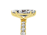 Yellow gold Marquise Cut Moissanite Solitaire Ring with Pavé Accents and Four-Prong Setting_5