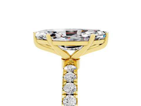 Yellow gold Marquise Cut Moissanite Solitaire Ring with Pavé Accents and Four-Prong Setting_5