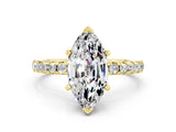 Yellow gold Marquise Cut Moissanite Solitaire Ring with Pavé Band and Four-Prong Setting_24