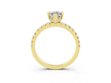 Yellow gold Marquise Cut Moissanite Solitaire Ring with Pavé Band and Four-Prong Setting_27
