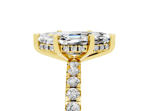 Yellow gold Marquise Cut Moissanite Solitaire Ring with Pavé Band and Four-Prong Setting_29