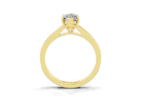 Yellow gold Marquise Cut Moissanite Solitaire Ring with Pavé Band and Prong Setting_15