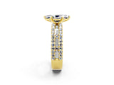 Yellow gold Marquise Cut Moissanite Solitaire Ring with Pavé and Channel Set Band_2