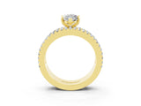 Yellow gold Marquise Cut Moissanite Solitaire Ring with Pavé and Channel Set Band_3