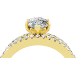 Yellow gold Marquise Cut Moissanite Solitaire Ring with Pavé and Channel Set Band_4