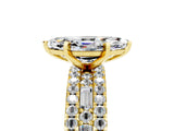 Yellow gold Marquise Cut Moissanite Solitaire Ring with Pavé and Channel Set Band_5