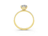 Yellow gold Marquise Cut Moissanite Solitaire Ring with Pave Band and Four Prong Setting_3