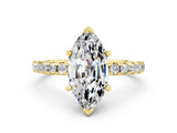 Yellow gold Marquise Cut Moissanite Solitaire Ring with Round  Pavé Band and Four-Prong Setting_36