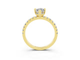Yellow gold Marquise Cut Moissanite Solitaire Ring with Round  Pavé Band and Four-Prong Setting_39