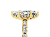 Yellow gold Marquise Cut Moissanite Solitaire Ring with Round  Pavé Band and Four-Prong Setting_41