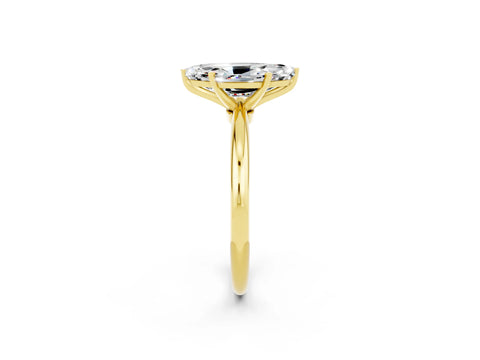 Yellow gold Marquise Cut Moissanite Solitaire Ring with Six-Prong Setting and Classic Band_2