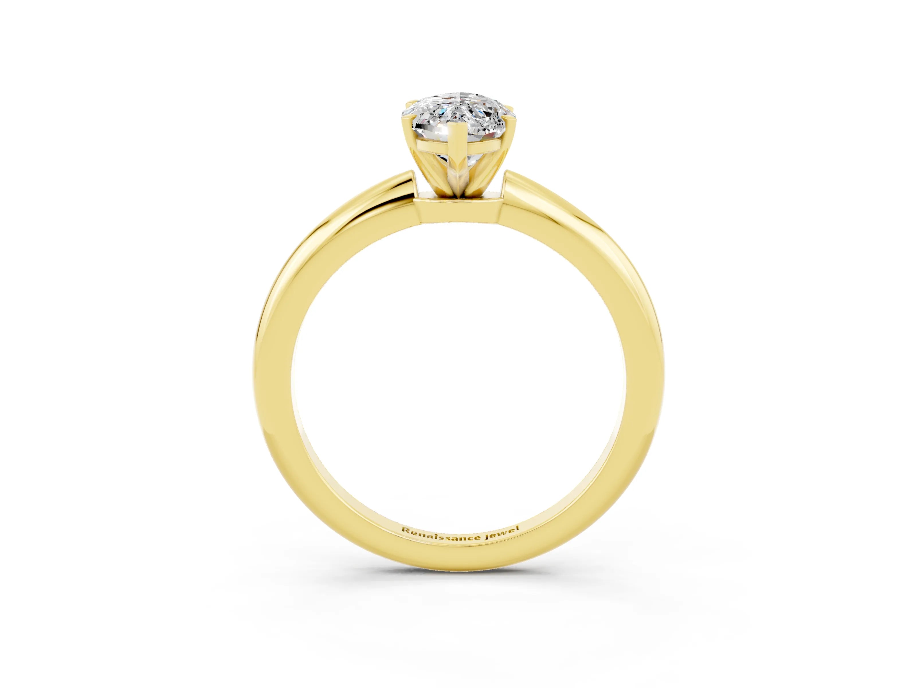 Yellow gold Marquise Cut Moissanite Solitaire Ring with Six-Prong Setting and Classic Band_3