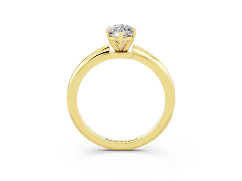 Yellow gold Marquise Cut Moissanite Solitaire Ring with Six-Prong Setting and Classic Band_3