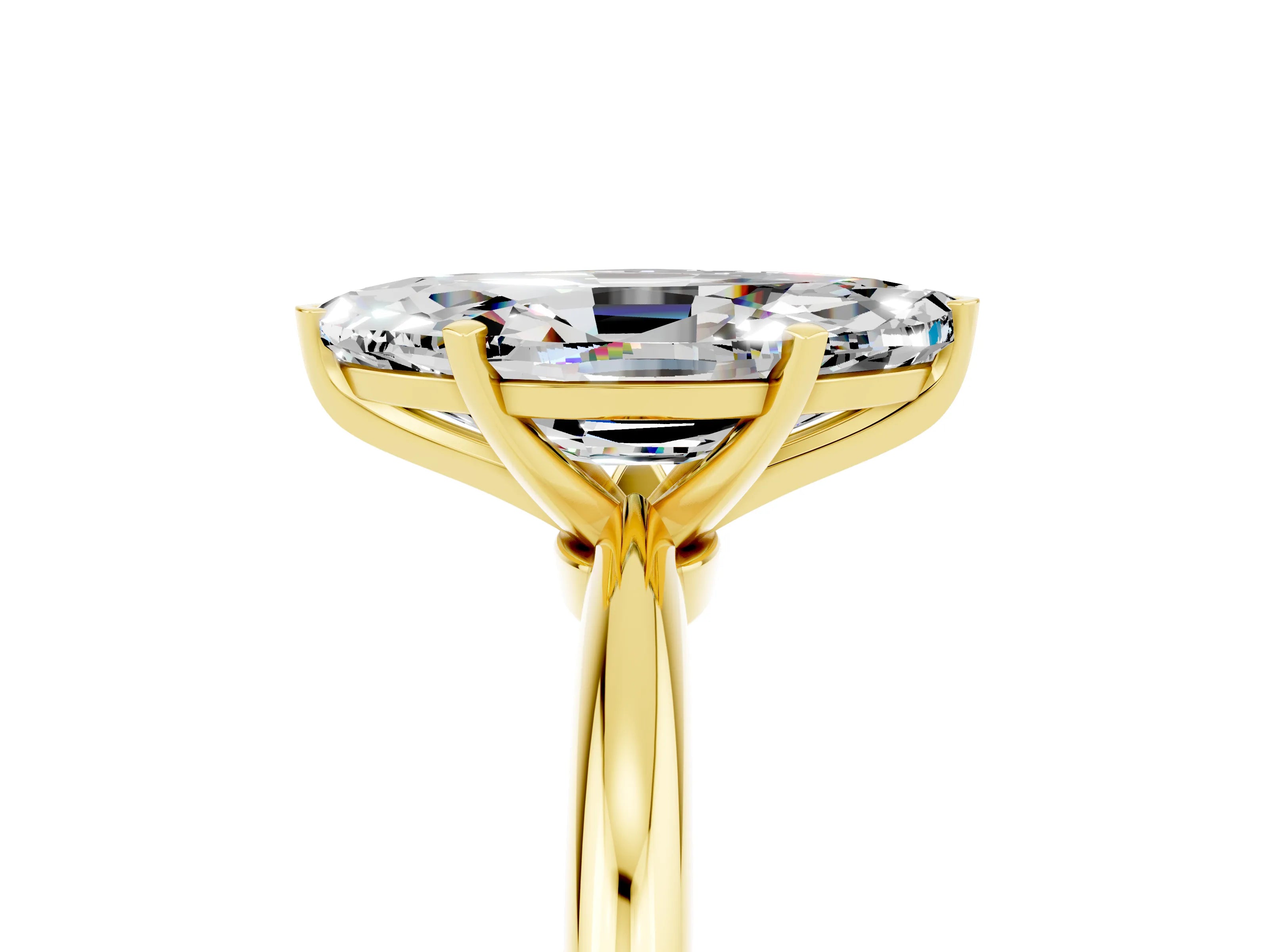 Yellow gold Marquise Cut Moissanite Solitaire Ring with Six-Prong Setting and Classic Band_5