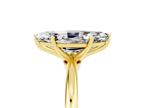 Yellow gold Marquise Cut Moissanite Solitaire Ring with Six-Prong Setting and Classic Band_5