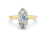 Yellow gold Marquise Cut Moissanite Solitaire Ring with Thin Band and Four-Prong Setting_12