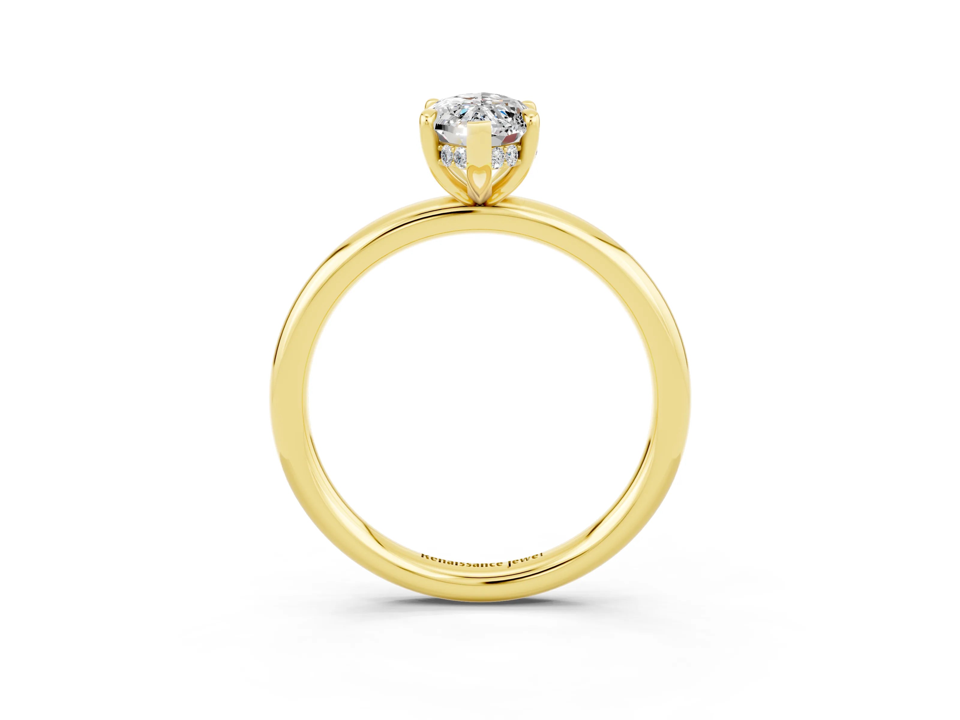 Yellow gold Marquise Cut Moissanite Solitaire Ring with Thin Band and Four-Prong Setting_15